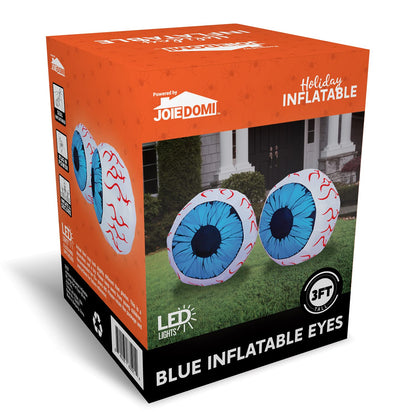 Joiedomi 3Ft Halloween Inflatable Large Set of Eyes, Light Up Eyeball with Build-in LEDs, Blow Up Inflatable for Halloween Party Indoor, Outdoor, Yard, Garden, Lawn Decorations for Yard (Blue)