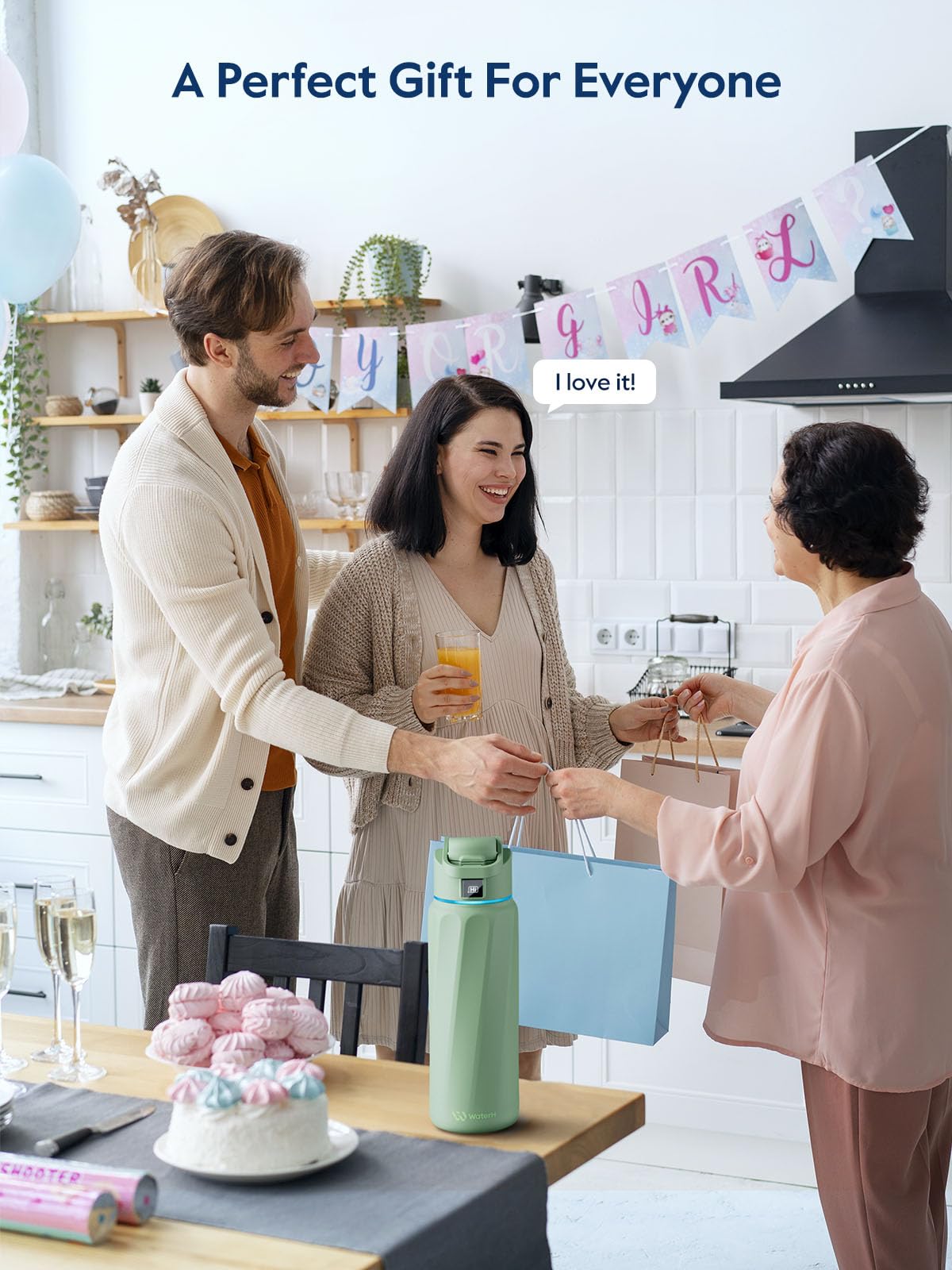 BOOST Smart Water Bottle with Reminder & Tracker, Double Wall Vacuum Insulated Bottles Stainless Steel, 32oz BPA-Free Wide Mouth for Gym, Office, School, Ideal Gift for Christmas, Thanksgiving Day