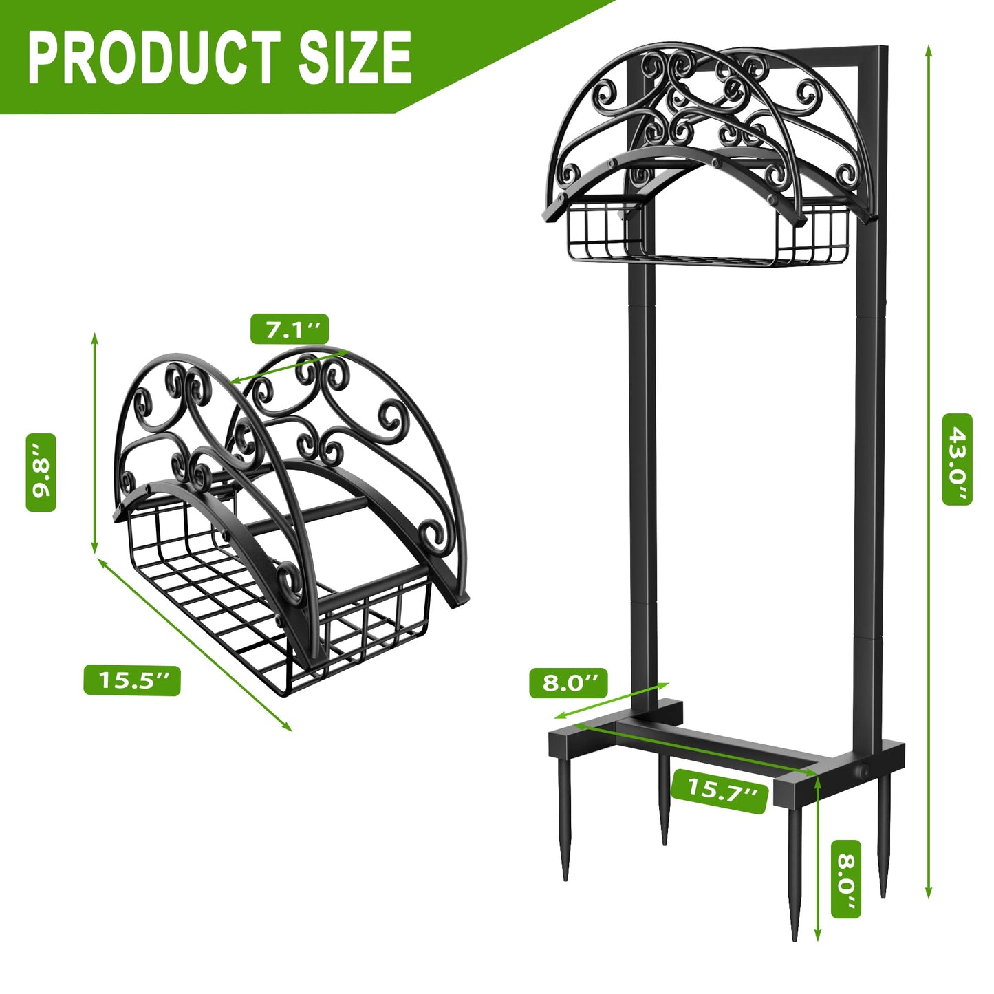 Gayuteay Garden Hose Holder - Upgraded Water Hose Holder Holds 151-feet Hose, Heavy Duty Metal Hose Stand Sturdy Freestanding Hose Hanger, Detachable Garden Hose Storage Rack for Outside Yard Lawn
