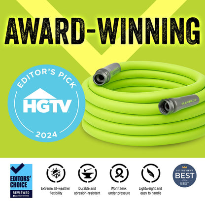 Flexzilla Garden Hose 5/8 in. x 50 ft., Lightweight All-Weather Water Hose, Durable and Flexible, Leak-Free Connections