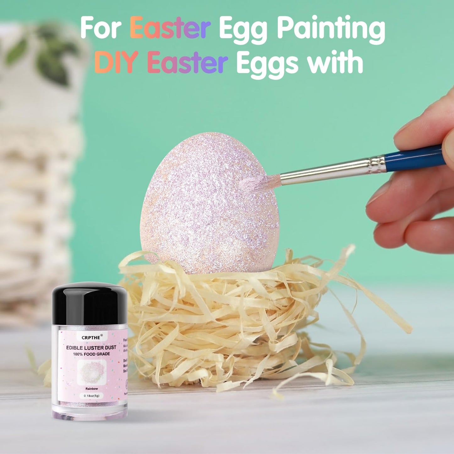 CRPTHE 6 Colors Luster Dust Edible Set, Edible Glitter for Cocktails, Food Grade Glitter Shimmer Sprinkle Powder for Drinks, Baking, Beverages, Cakes, Strawberries, Cookies, Fondant, Vegan(5g/Bottle)