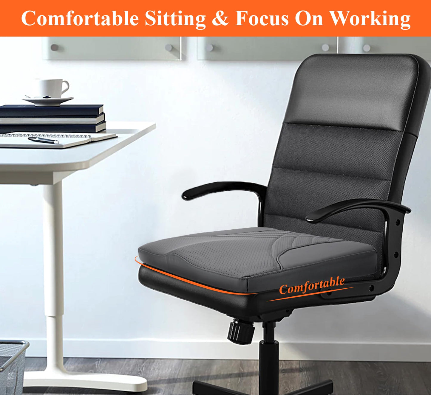 kingphenix Premium Car Seat Cushion, Memory Foam Driver Seat Cushion to Improve Driving View- Coccyx & Lower Back Pain Relief- Seat Cushion for Car, Truck, Office Chair (Dark Grey)