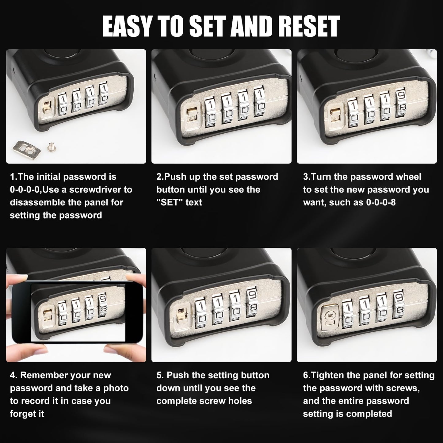 Diyife Heavy Duty Combination Padlock, Large Outdoor Padlock [One-Key Unlocking] High Security Weatherproof, Hidden Password & Anti-Error Design Suitable for Garage, Gate, Garden, Fence, Black