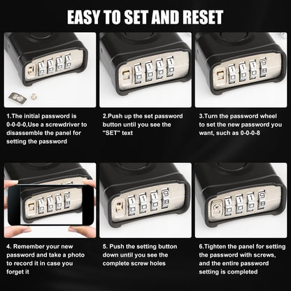 Diyife Heavy Duty Combination Padlock, Large Outdoor Padlock [One-Key Unlocking] High Security Weatherproof, Hidden Password & Anti-Error Design Suitable for Garage, Gate, Garden, Fence, Black