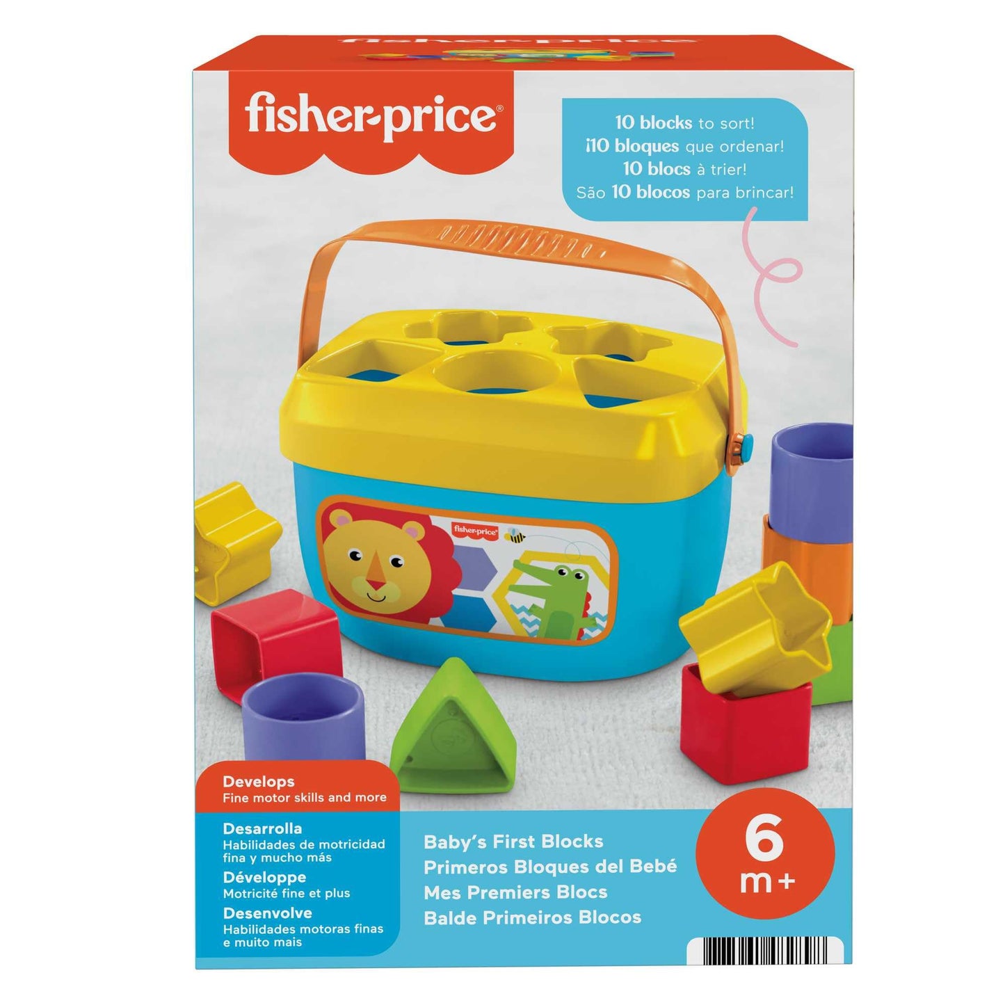 Fisher-Price Stacking Toy Baby’s First Blocks Set of 10 Shapes for Sorting Play for Infants Ages 6+ Months