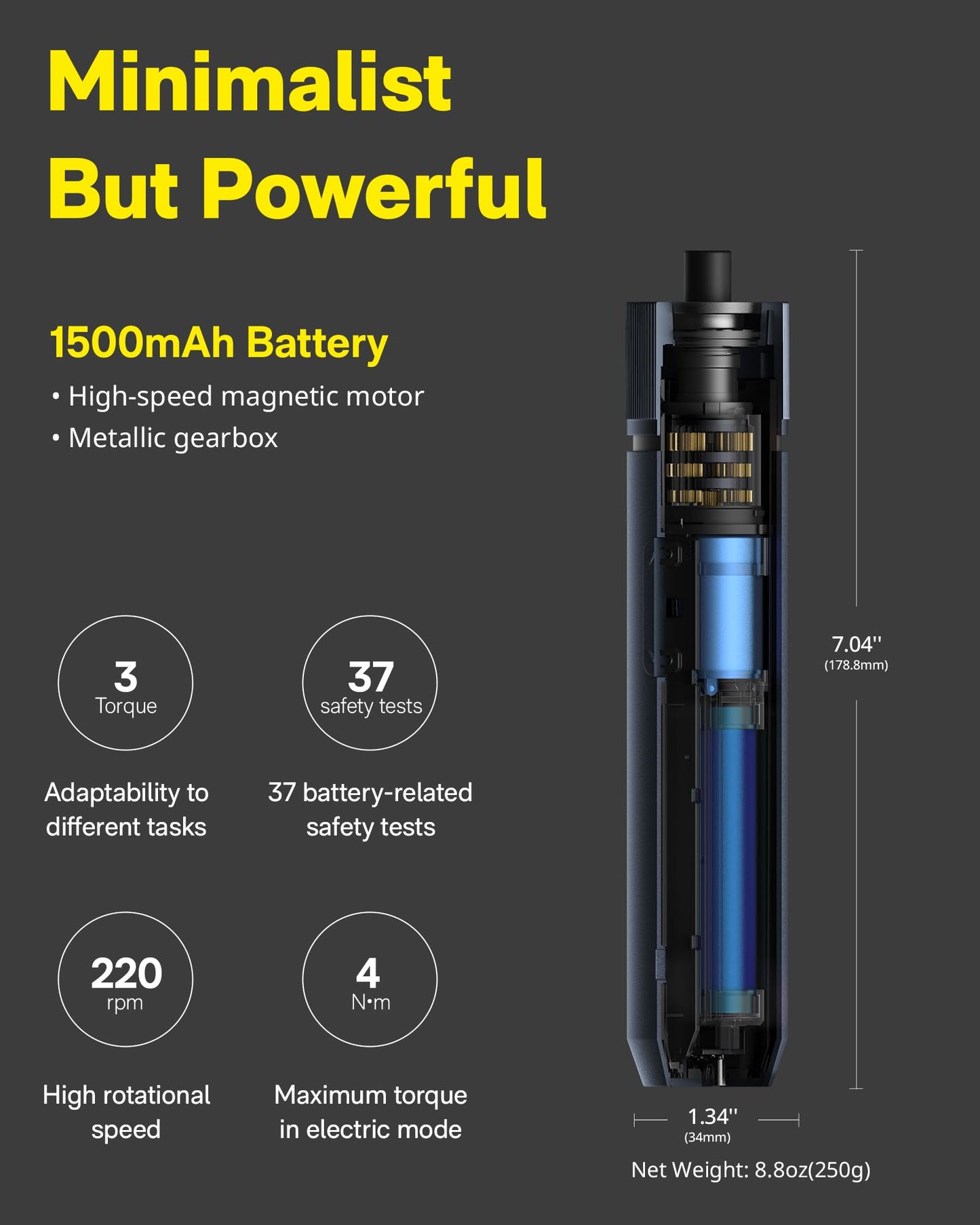 HOTO Electric Screwdriver Kit, 25-Piece Upgraded Bit Set, 3.6V Cordless Screwdriver Rechargeable, Magnetic Case Lid, 3 Torque Settings, 1500mAh Battery, LED Light for Furniture/Electrical Repairs