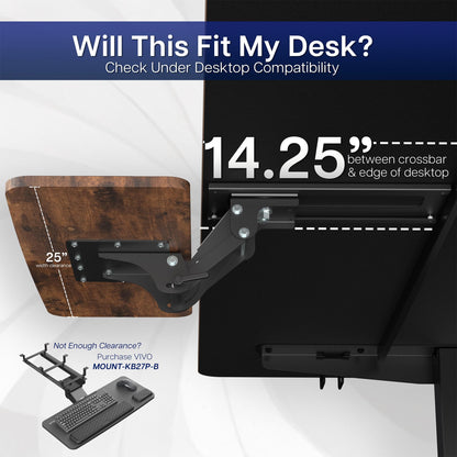VIVO Adjustable Computer Keyboard & Mouse Platform Tray Ergonomic Under Table Desk Mount Drawer Underdesk Shelf (MOUNT-KB03B)