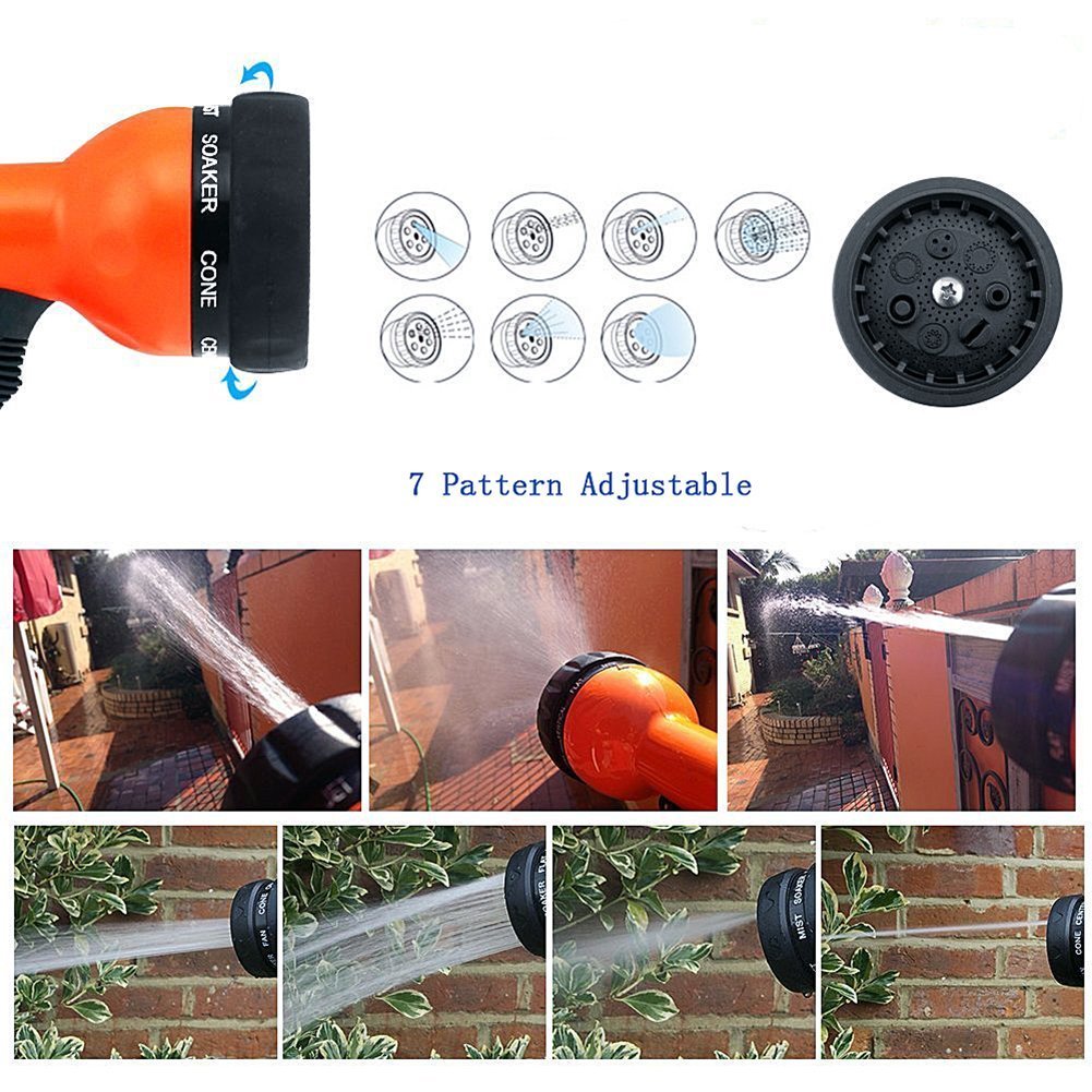 Garden Hose Nozzle Hand Sprayer 7 Pattern High Pressure Watering Nozzles Spray Gun