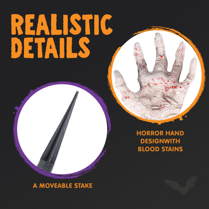 JOYIN Bloodstain Zombie Arm Stake Groundbreaker Halloween Outdoor Decoration Realistic Looking Fake Arm Hands Yard Stakes for Halloween Haunted House Yard Decoration
