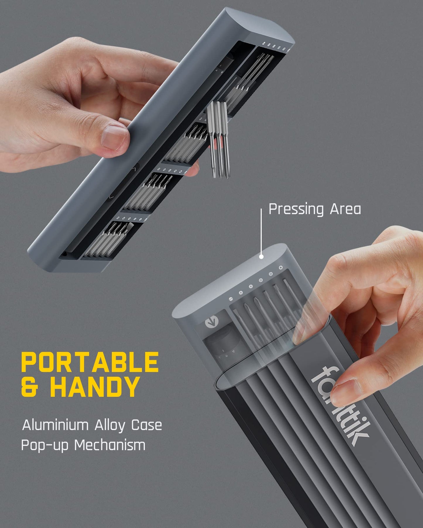 Fanttik E1 Pro 3.7V Mini Electric Screwdriver, Precision Screwdriver Set with LED Light, 24 Magnetic Bits, Max. 3 N.m, Magnetic Storage, 5/32''Hex, Repair Tool Set for Phone Camera Laptop Watch