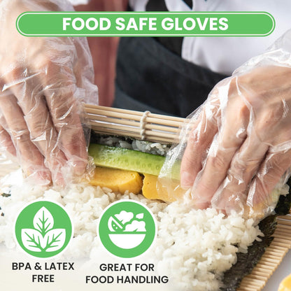 Keppi 600 Pack Disposable Food Prep Gloves – Clear Polyethylene, Latex-Free, BPA-Free, Powder-Free – Bulk Kitchen Cooking, Catering, BBQ, Baking, Restaurant, Food Handling & Serving Gloves