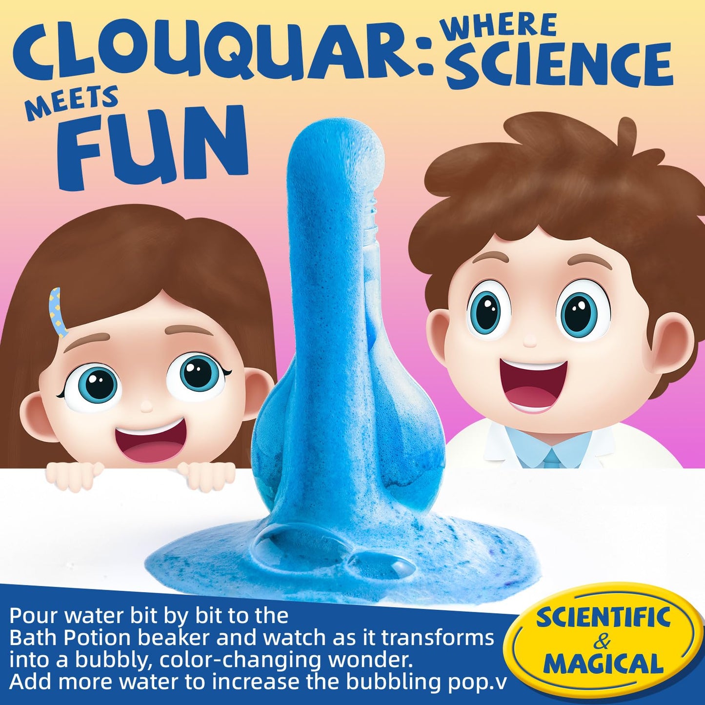 CLOUQUAR Kids Bath Bomb Potions, 6 Pack Non-Toxic Fizzy Bubble Bath Explosions, Colorful Burst Bath Potions for Kids, Scientific & Magical Bath Time Buddy, Fun & Educational Bubble Bath for Kids