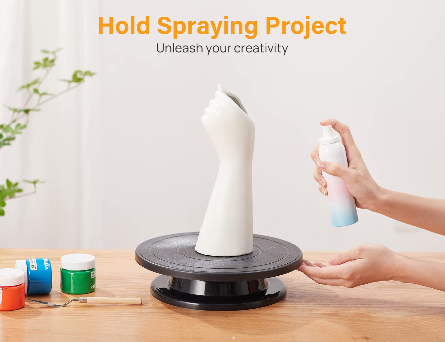 Kootek 11 Inch Rotate Turntable Sculpting Wheel Revolving Cake Turntable Black Painting Turn Table Lightweight Stand for Paint Spraying Spinner, Cake Decorating, Displaying Item