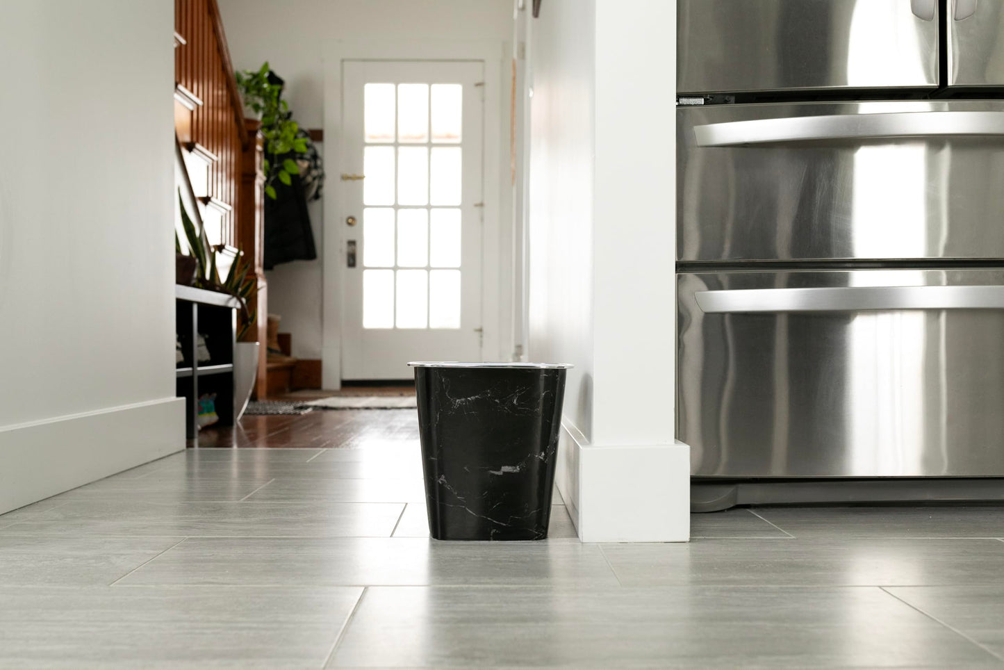 KOLORAE Waste Can 10L (2.6 Gallons) - 3 Pack Trash Garbage Can for Home, Office, Dorm Room Wastebasket (Black Base White Skull)