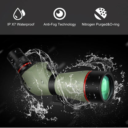 Gosky Spotting Scope, 20-60x60 Spotting Scopes for Target Shooting & Hunting & Bird Watching, BAK4 High Definition, Angled Spotter Scope with Tripod, Phone Adapter, Carrying Bag