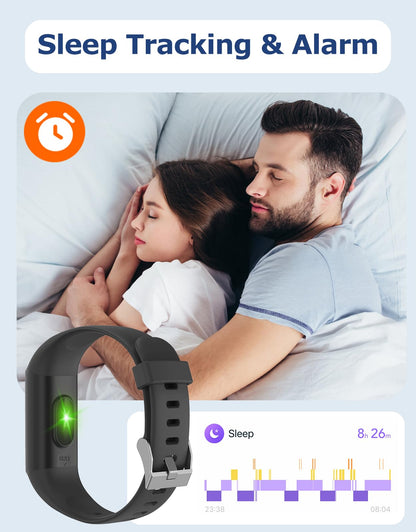 Cloudpoem Fitness Tracker, Fitness Watches for Men Women with 24/7 Heart Rate Monitor Sleep Tracker Step/Calorie Counter Stopwatch Pedometer IP68 Waterproof (Black)