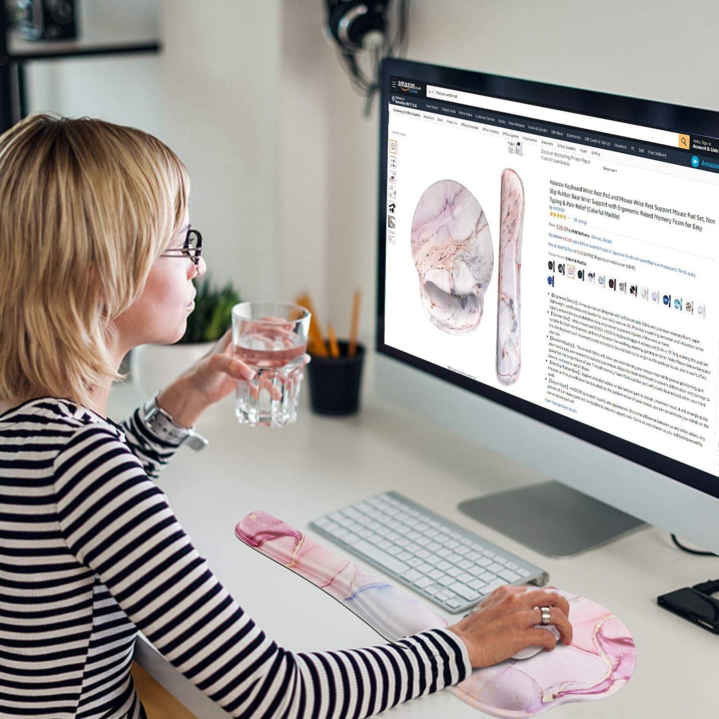 LATEEFAH Mouse Pad with Wrist Rest, 3-in-1 Gaming Mouse Pad, Keyboard Wrist Rest, Ergonomic Memory Foam Mousepad with Wrist Support for Computer Keyboard