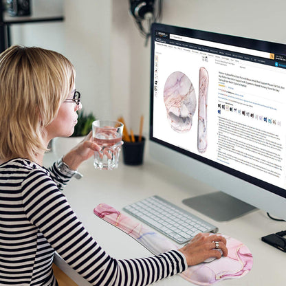 LATEEFAH Mouse Pad with Wrist Rest, 3-in-1 Gaming Mouse Pad, Keyboard Wrist Rest, Ergonomic Memory Foam Mousepad with Wrist Support for Computer Keyboard