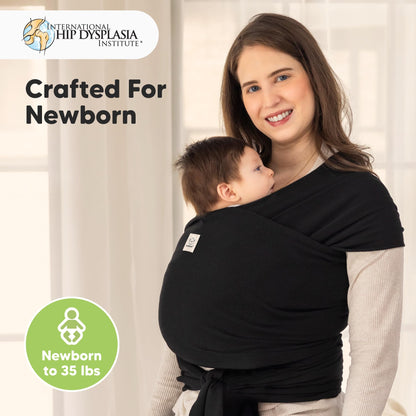KeaBabies Baby Wrap Carrier - All in 1 Original Baby Carrier Newborn to Toddler Sling, Easy to Wear, Hands Free Bonding, Lightweight, Breathable Infant Wraps (Trendy Black)