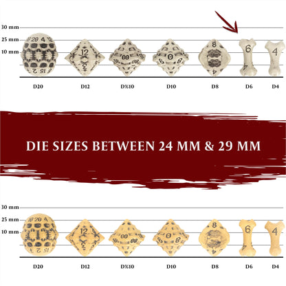 D6 Dice Set - Set of Six 6 Sided Dice - Skull & Bone Themed RPG Dice. Cool & Unique Gift and Compatible with Dungeons & Dragons (DND), D&D, Pathfinder, D and D. (Cleaned Bone White)