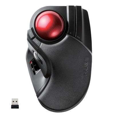 ELECOM HUGE Trackball, 2.4GHz Wireless USB, Index Finger Control, Customizable 8-Button, Large Soft Palm Rest, 52mm Ball, Windows PC Mac (M-HT1DRBK)