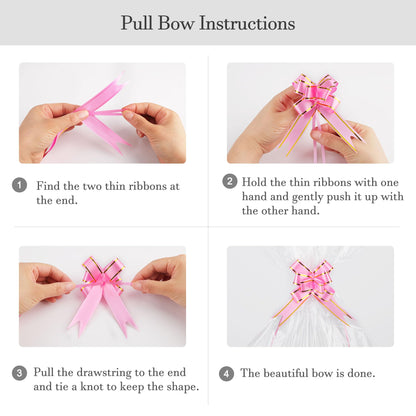 COMSE Small Woven Basket with Gift Bags and Ribbons, Gift Basket Empty, Cotton Rope Storage Organizer, Baby Toy Box with Handles, 12" x 8" x 5", Light pink