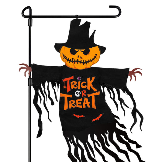 Halloween Garden Flag Outdoor Decorations for Outside Double-Sided Printed, Pumpkin Ghost Winter Yard Flags House Yard Seasonal Decoration 22 x 23 Inch Treat or Trick