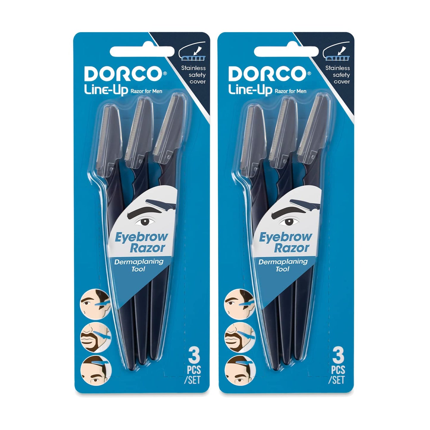 DORCO Line-Up Razor for Men - Ultimate Grooming Tool for Mustache & Beard (2 Pack)