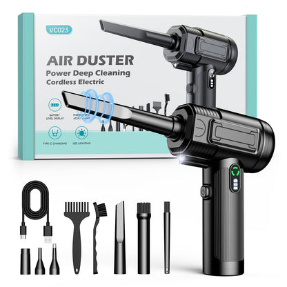 Compressed Air Duster: 100000RPM Electric Air Duster with LED Light Mini Air Blower Rechargeable Cordless Keyboard Cleaning Jet Dry Blower - Car, PC and Home Cleaning Kit Replaces Compressed Air Can