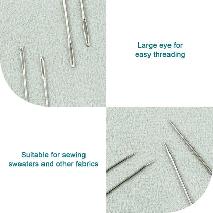 FIVEIZERO 80/40 PCS Large Eye Sewing Needles, 7 Sizes Sewing Sharp Needles, Leather Needle Embroidery Thread Needle, Stainless Steel Yarn Knitting Needles with Threaders for Handsewing Art Crafts