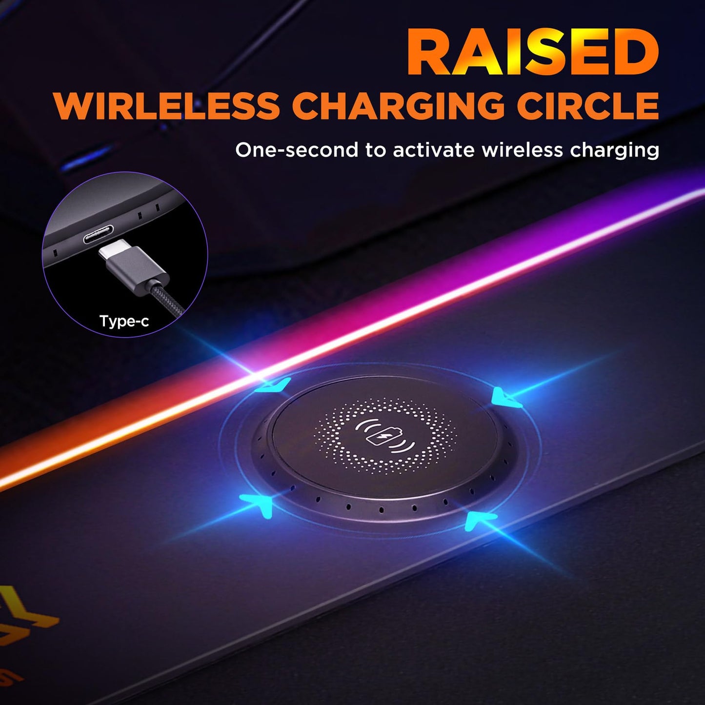 Gimars RGB Gaming Mouse Pad,15W Wireless Charging Mousepad with 10 Light Modes, Large Mousepad with Premium Smooth Surface, Non-Slip Mouse Mat for Gaming, Desk, PC,Office, 31.5x11.8x0.16inch