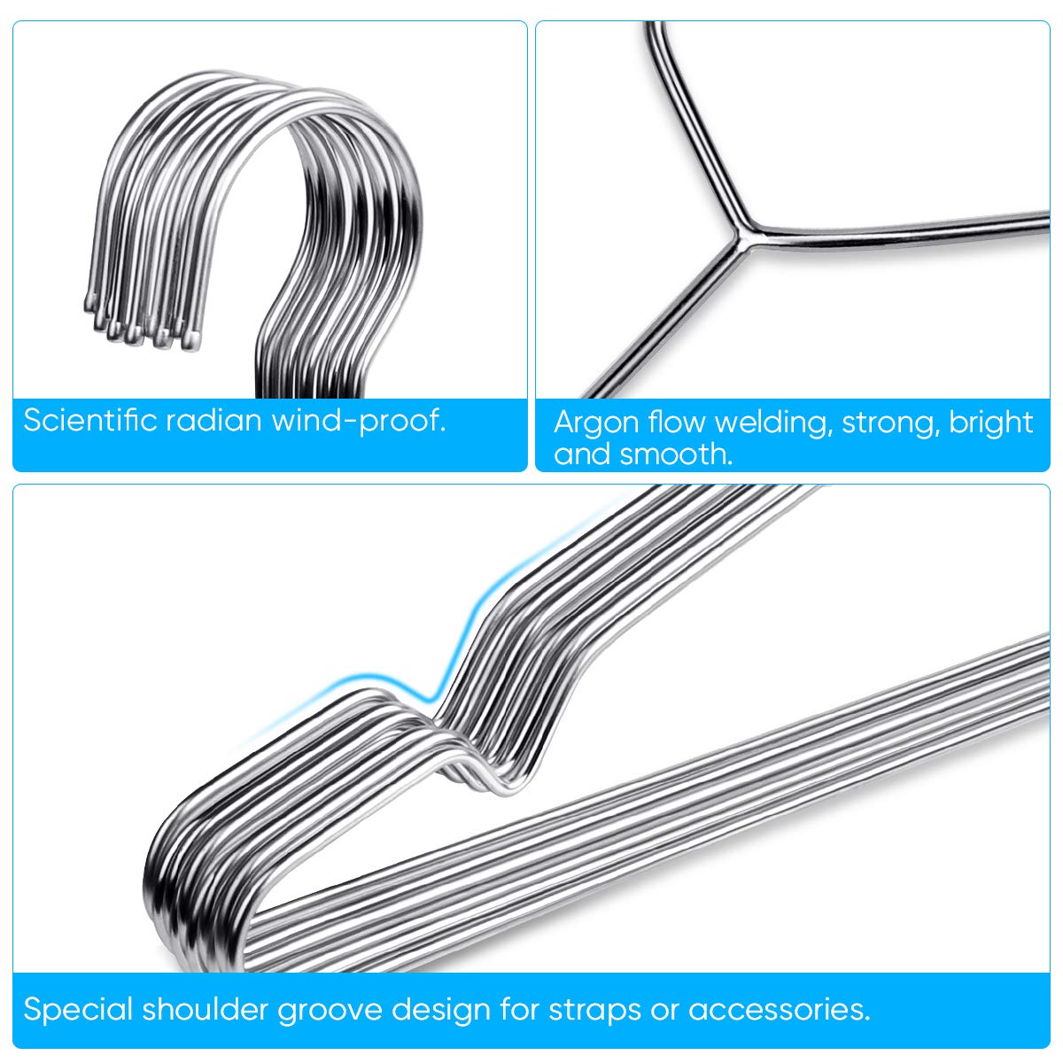 Fayleeko Wire Coat Hangers 40 Pack Strong Heavy Duty Stainless Steel Metal Ultra Thin Space Saving Clothes Hangers 16.5 Inch