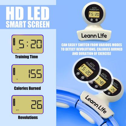 Leann L!fe U5-16 Knots with Counter, U5 Silent Smart Weighted Hula Hoop for Adults Weight Loss Infinity Hoop Plus Size, Home Outdoors Fitness Exercise, Abdominal Toner, (Blue-Waist 28"~46")