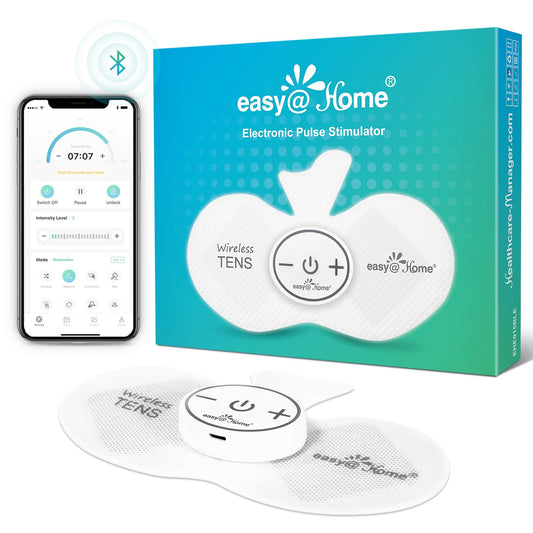 Easy@Home Wireless TENS Unit with APP Remote Control: Back Pain Relief Muscle Stimulator Massager | Powered by MyPainOff App iOS & Android App | Pain Therapy Management EHE015BLE