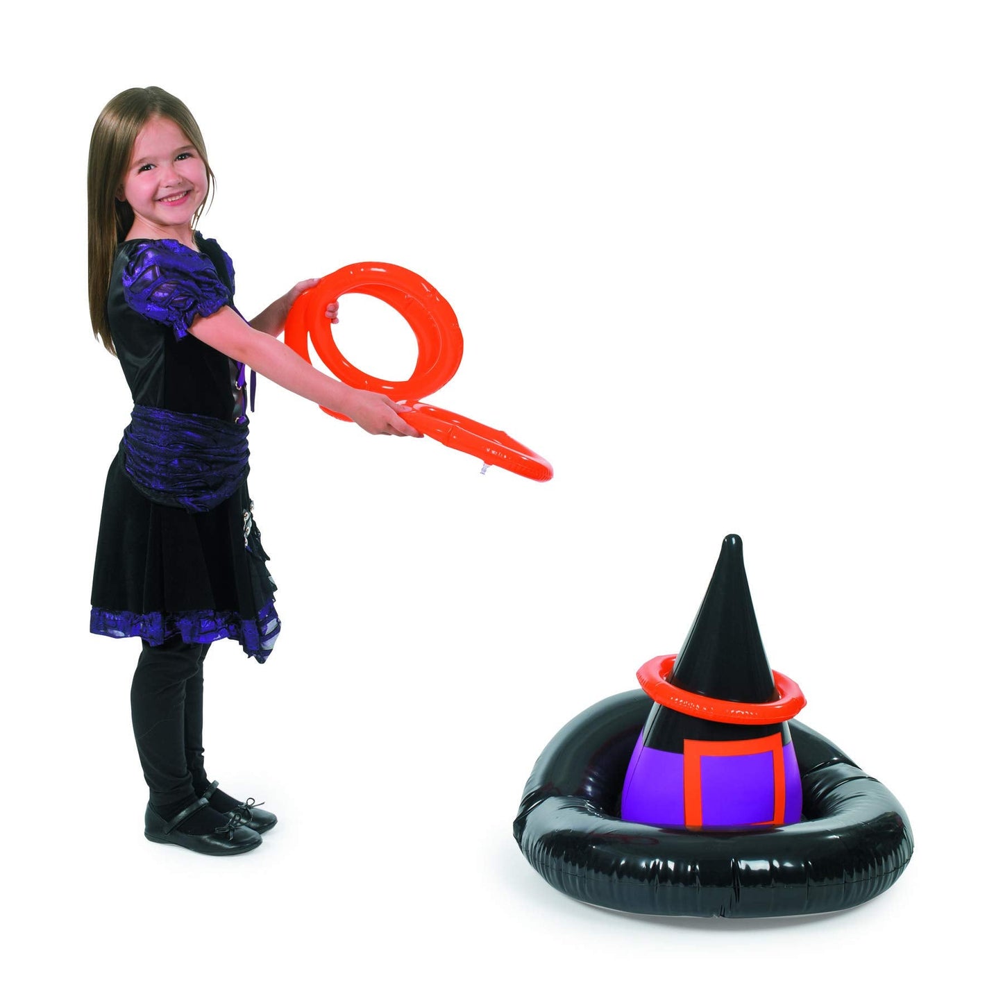 Fun Express Inflatable Witches Hat Ring Toss Game - Halloween Game - 5 Pieces - Multi-Colored
