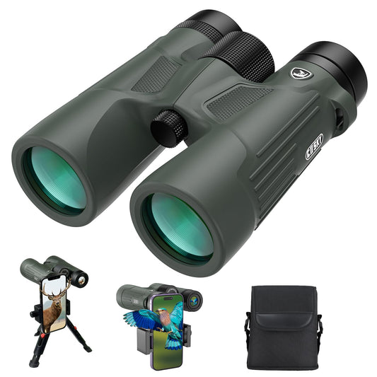 Gosky 10X42 HD Binoculars for Adults with Phone Adapter, High Power Binoculars with BAK4 Prism and FMC Lens, Waterproof Binocular for Bird Watching Hunting Traveling Outdoor Sports