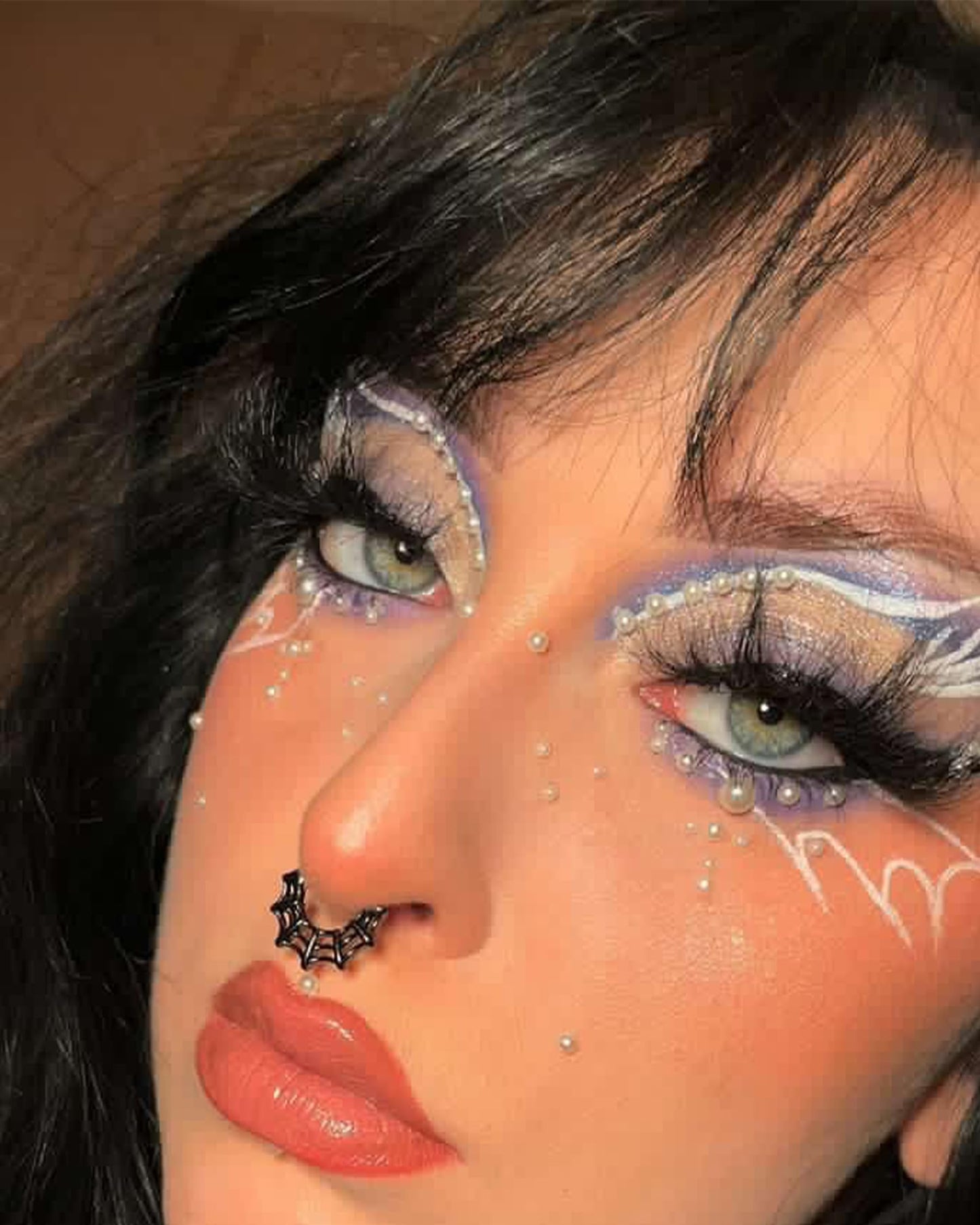 COCHARM Black Spider Web Septum Ring Halloween Septum Nose Rings 16G Helix Hoop Earring Black Daith Piercing Jewelry Stainless Steel