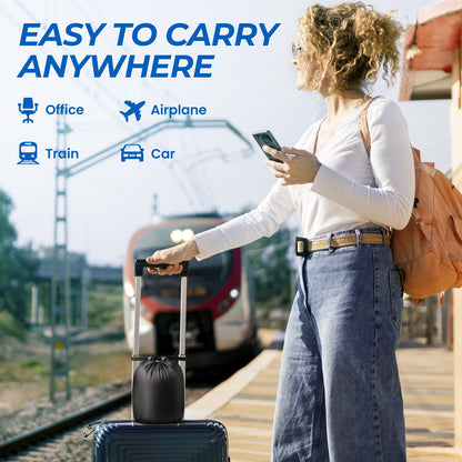 ExploreBliss Travel Pillow, Travel Pillows for Sleeping Airplane, Removable Cover Neck Pillow with Adjustable Clasp, Memory Foam Neck Pillow Set with Eye Mask, Earplugs and Storage Bag (Dark Grey)