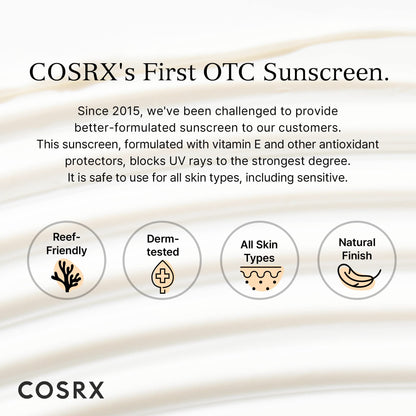 COSRX Vitamin E Vitalizing Face Sunscreen SPF 50, 1.69 fl oz, SPF Moisturizer, Lightweight under Makeup, Travel Essentials, Summer Essentials, Korean Skin Care, Korean Sunscreen for Face