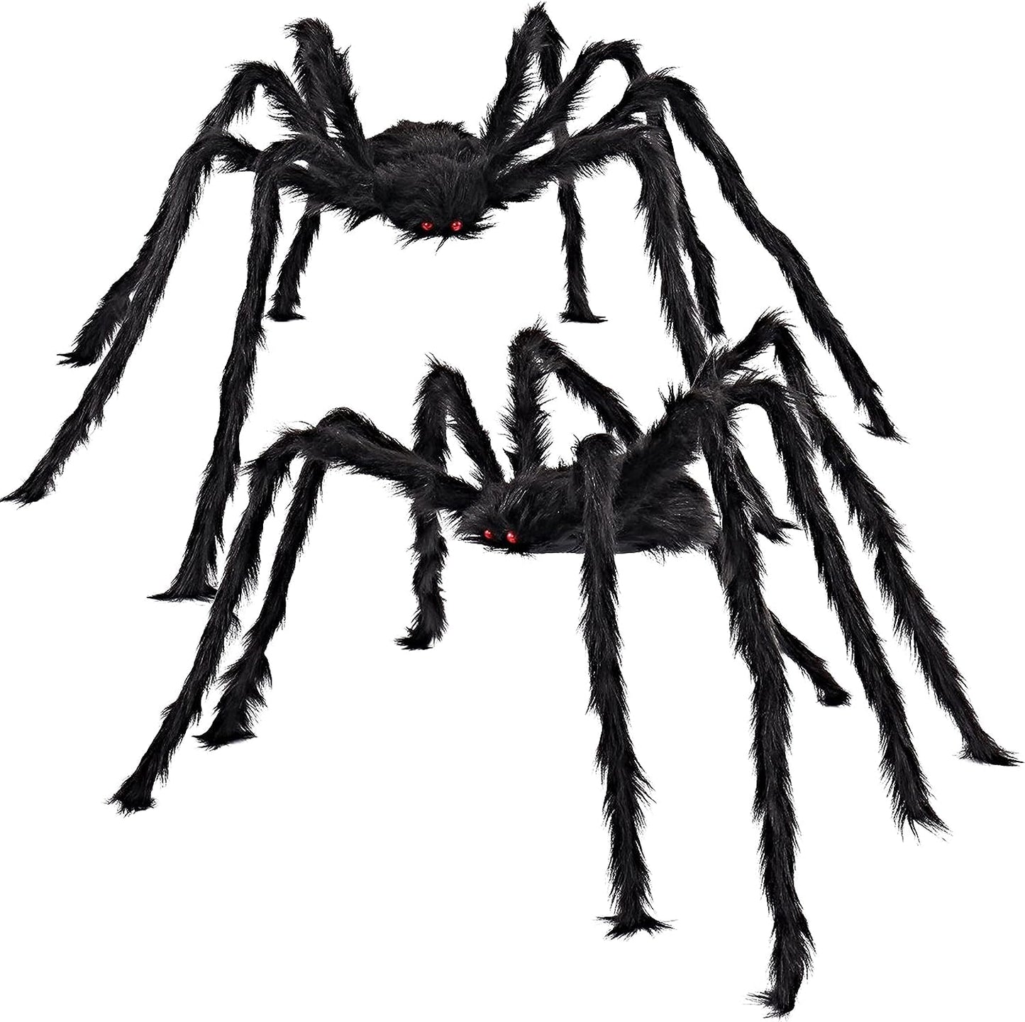 JOYIN 2 Pack 5 Ft Halloween Outdoor Decorations Hairy Black Spider, Scary Giant Spider, Fake Large Haunted House Props, Halloween Yard Lawn Decorations Party Indoor Decor