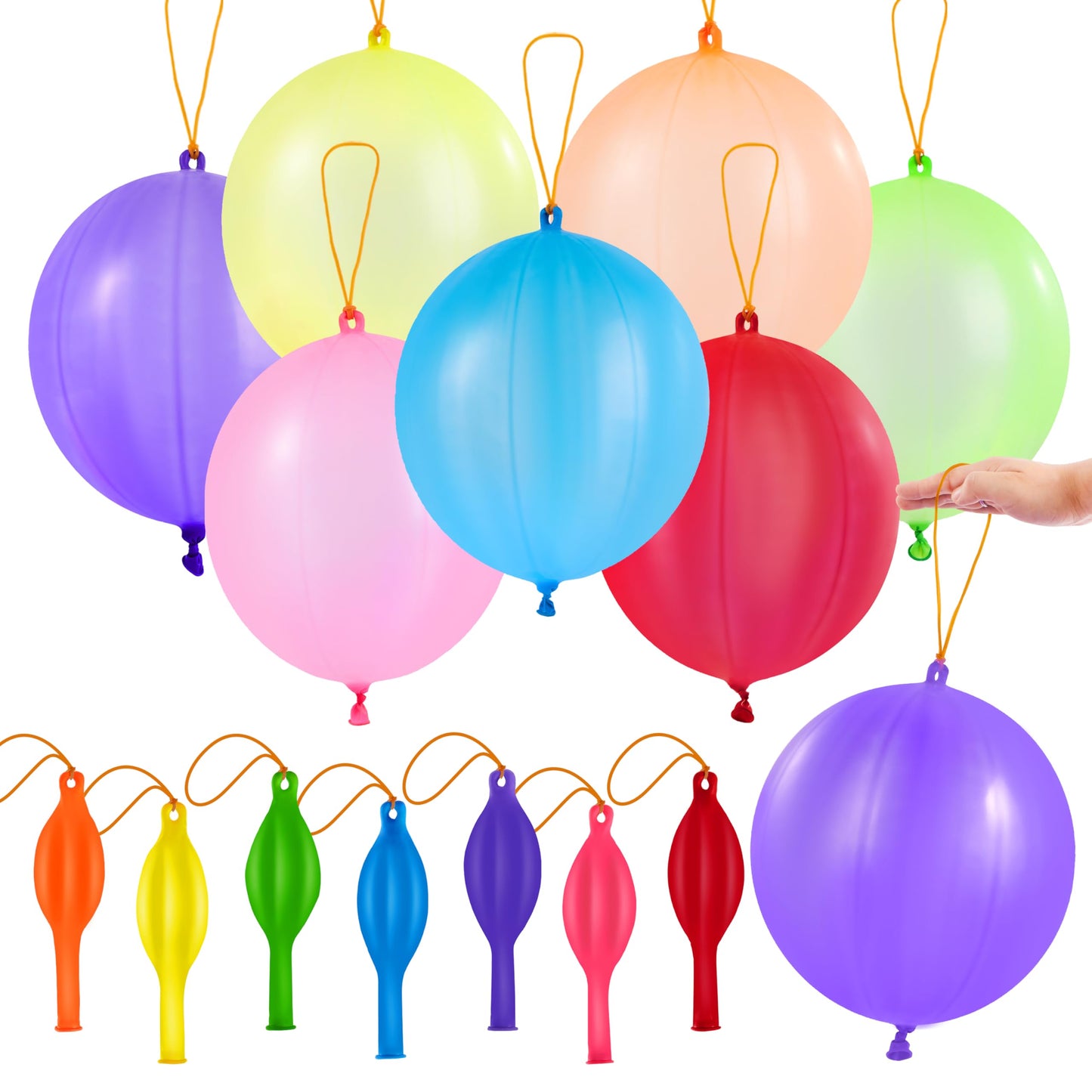 JOYIN 96 Pcs Punch Balloons, Easter Egg Fillers, Heavy Duty Party Favors for Kids, Punching Balloons with Rubber Band Handle for Birthday, Goodie Bags Stuffers, Halloween Party Supplies