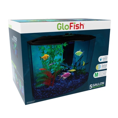 GloFish Crescent Aquarium Kit 5 Gallons, Includes Hidden Blue LED Light And Internal Filter