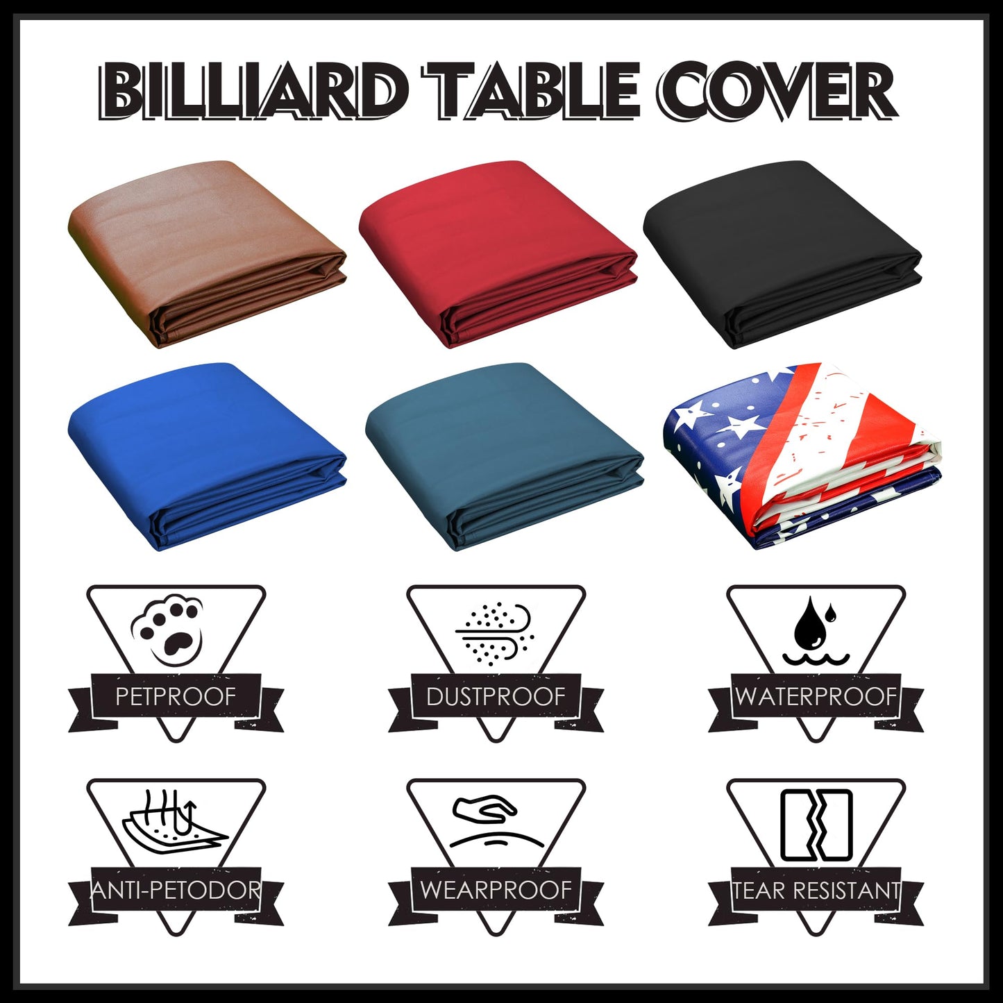 K-Musculo Pool Table Cover, Heavy Duty Leatherette Billiard Table Cover, Waterproof and Tearproof,