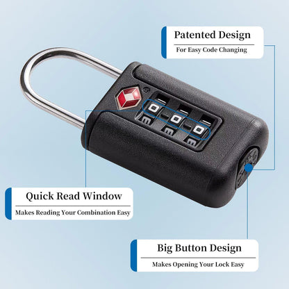 EASTDEER TSA Approved Luggage Locks - Combo Locks with Code (Black)