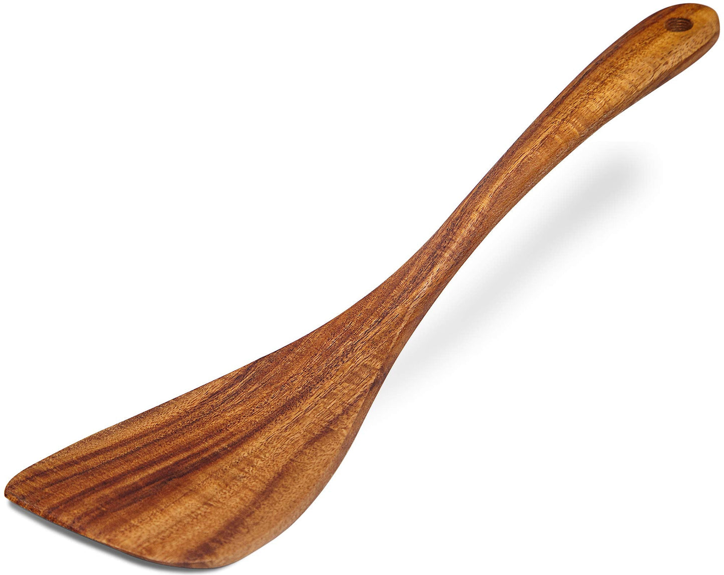 Jilla-hla Wooden Spatula Nonstick Turner Acacia Wood, Right Long Handle Flat Frying Spatulas Handmade for Mother Wife Grandma Her Kitchen Gift, Ideal Cookware Utensils for Cooking Eggs, Fish, Pancakes