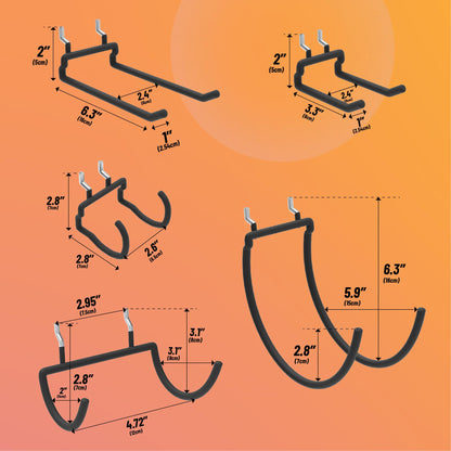 HUHOLE Pegboard Drill Holder, Peg Board Utility Hooks, 10 Pack Heavy Duty Peg Board Tool Holder for Power Tools, Drill, Hammer, Cord, Fit for 1/4" Pegboard