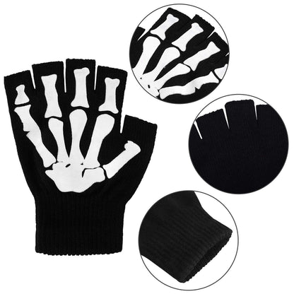 Cooraby Halloween Skeleton Gloves Glow in the Dark Knitted Mechanic Gloves