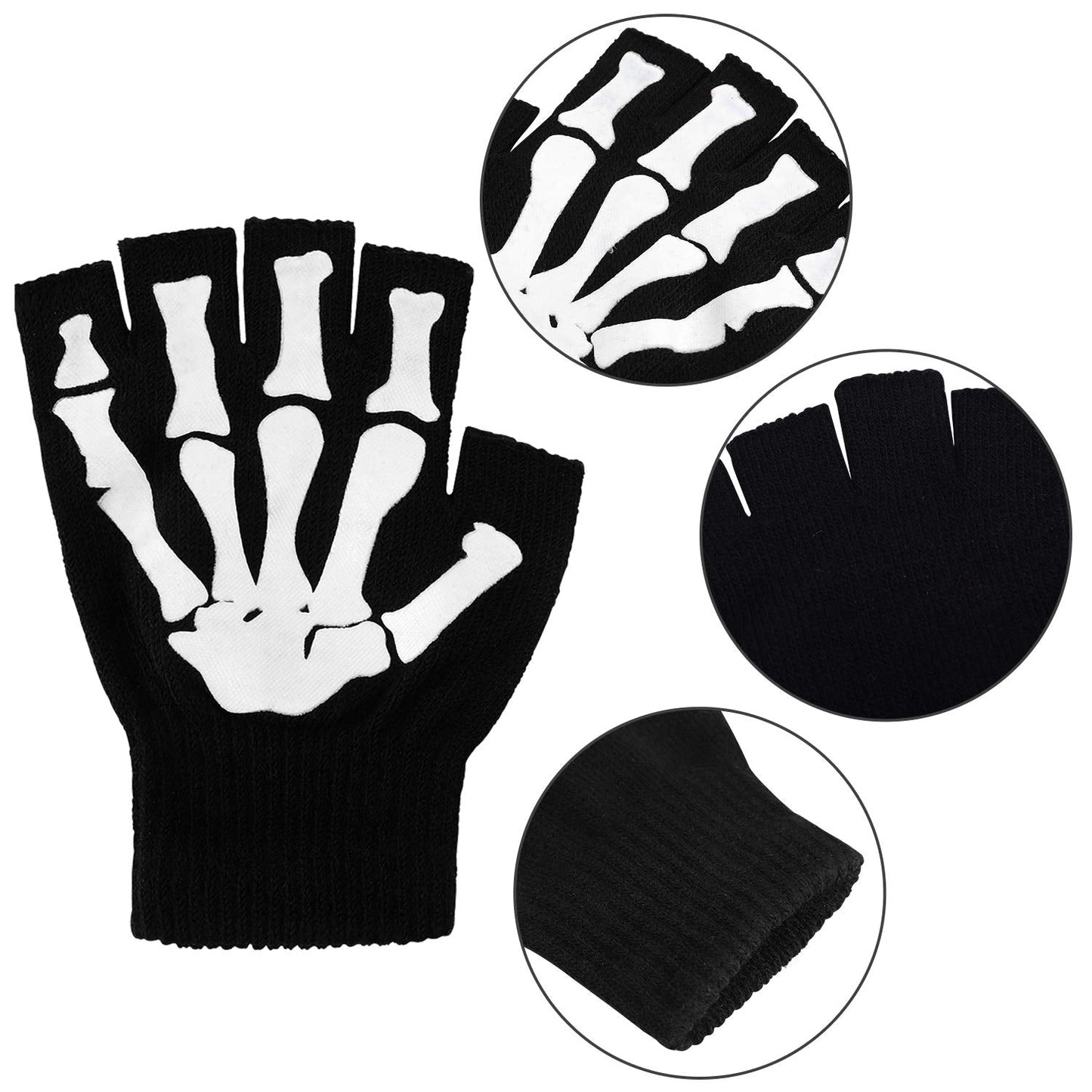 Cooraby Halloween Skeleton Gloves Glow in the Dark Knitted Mechanic Gloves