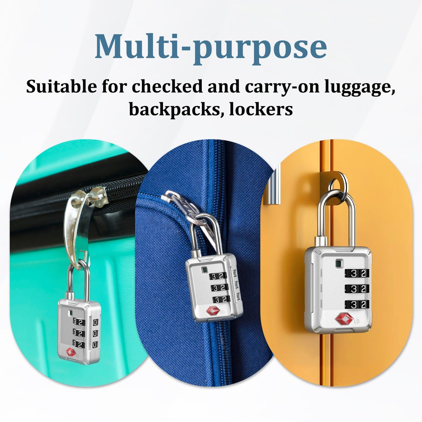 Joyway Luggage Locks TSA Approved, Travel Lock with Zinc Alloy Body, Open Alert, Easy Read Dials, for Travel Suitcase, Bag, Backpack, Tent, Fence, Lockers