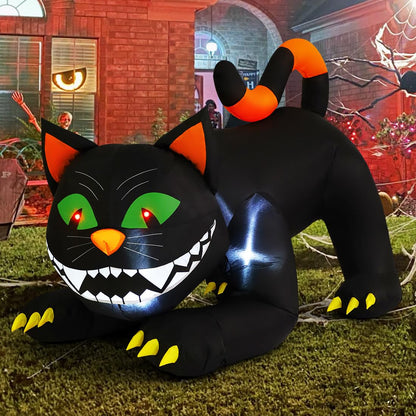 COMIN 6 FT Halloween Inflatables Black Cat Outdoor Decorations Blow Up Yard Large Cat with Moving Head and Built-in LEDs for Indoor Party Garden Lawn Decor
